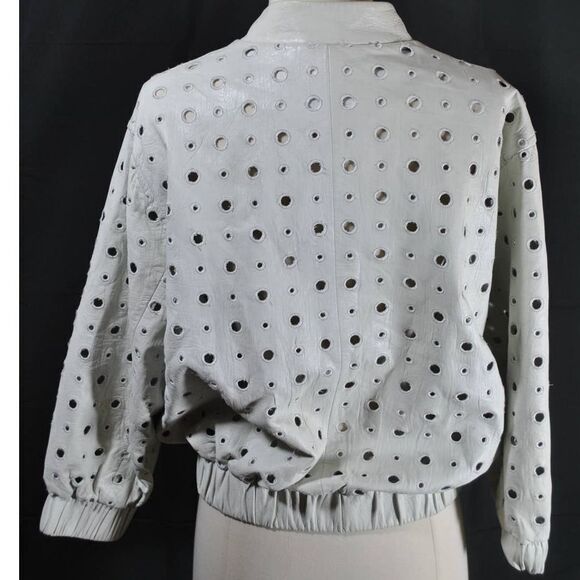 IRO 100% Lamb Leather Cutout Cropped Bomber Jacket- 36(US 4) - Picture 4 of 6